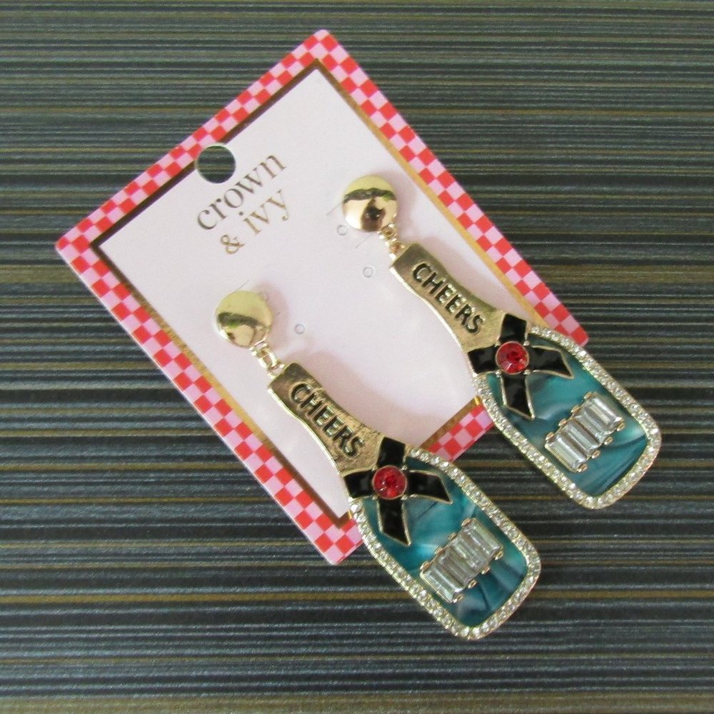 Cheers Champagne Bottle Drop Earrings